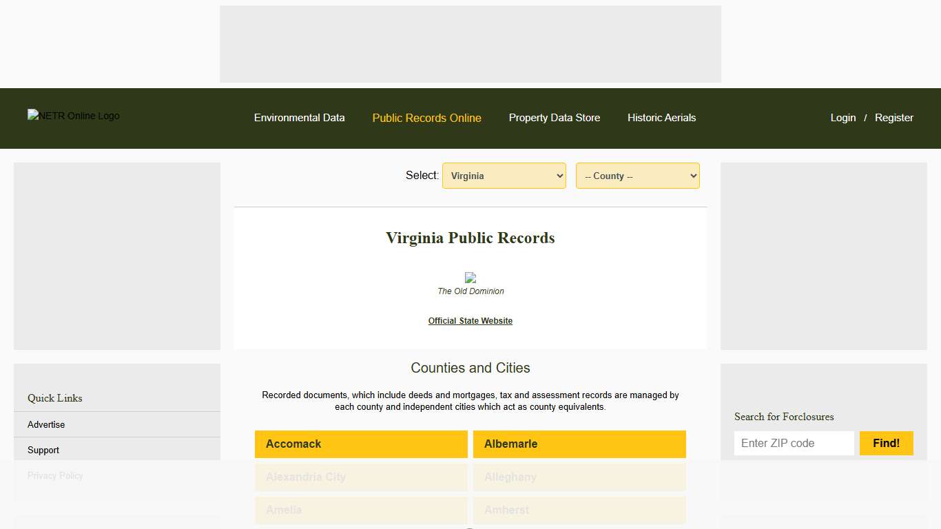 Virginia Public Records Online Directory