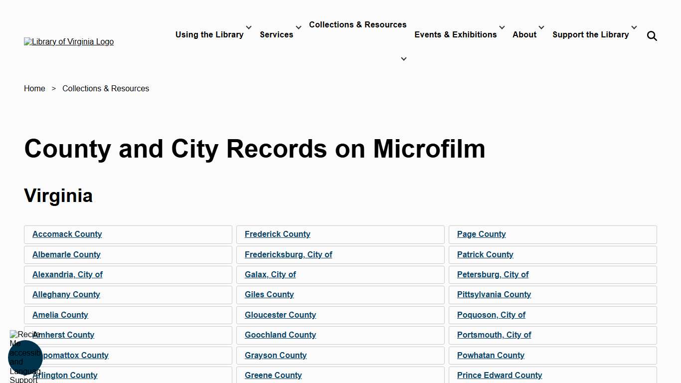 County and City Records on Microfilm | Library of Virginia
