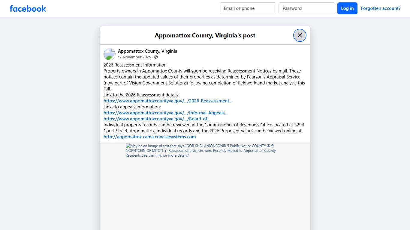 2026 Reassessment... - Appomattox County, Virginia | Facebook