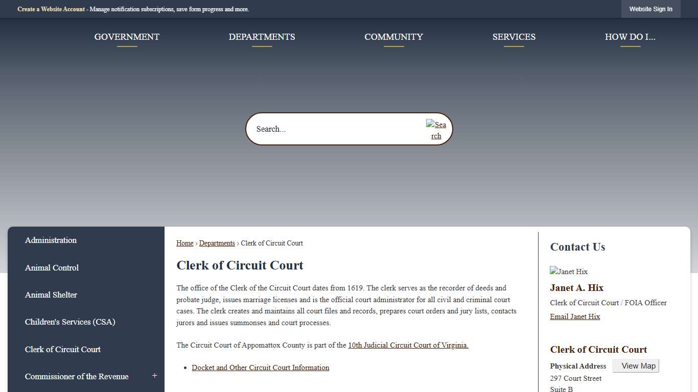 Clerk of Circuit Court | Appomattox County, VA