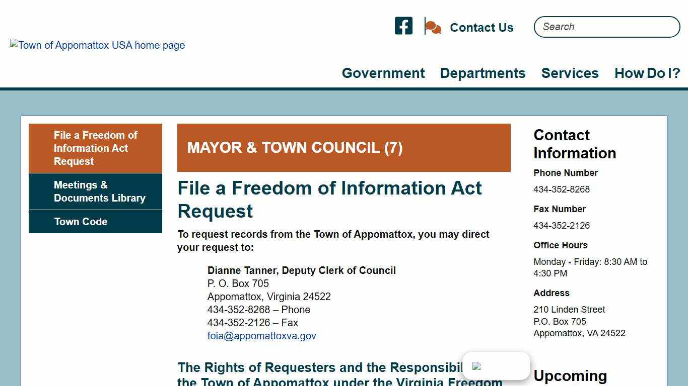 File a Freedom of Information Act Request | Appomattox VA